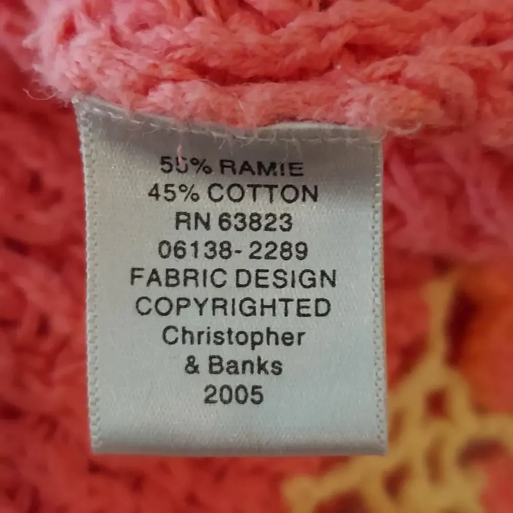 Christopher Banks XL Hand Crochet Sweater‎ Flower Boarder Fairy Cottagecore